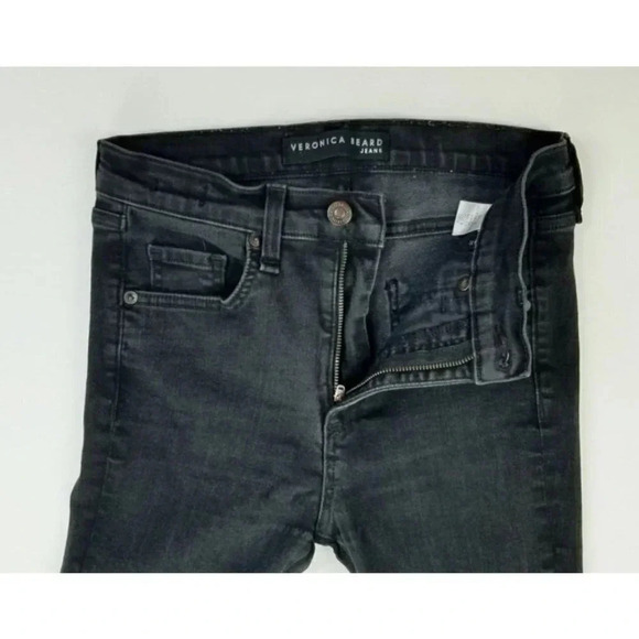 Veronica Beard 25X29 Kate 10" Skinny Women's Black Raven Denim Jeans Made USA - Picture 9 of 11